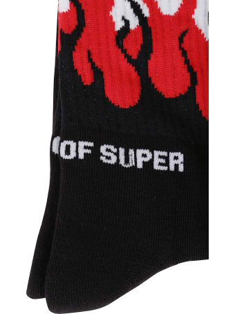 Vision of Super Black Socks Red Flames