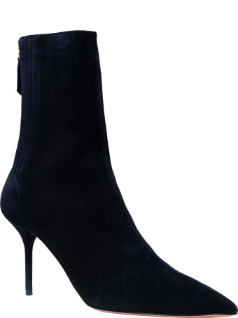 Aquazzura Blue Suede Saint Honore Bootie 85