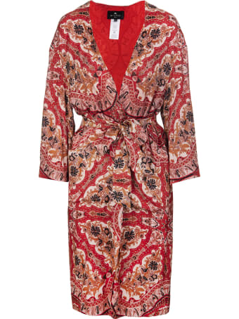 Etro Woman Jacquard Duster Coat With Paisley Pochette Print