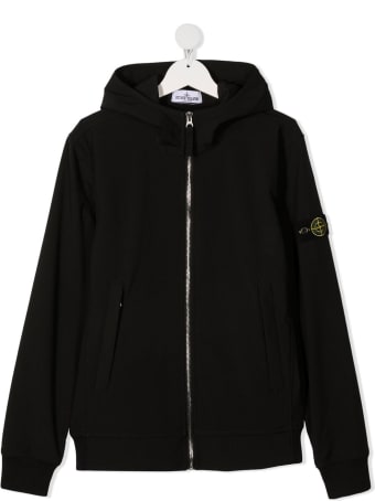 Stone Island Black Hoodie With Logo Patch