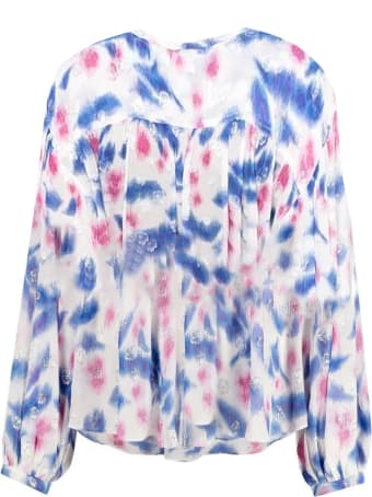 Isabel Marant White, Blue And Pink Silk-blend Blouse