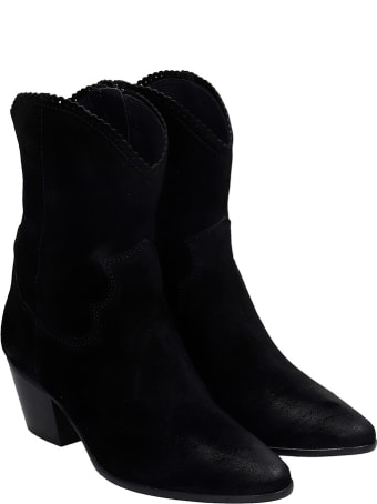 Pedro Miralles Cortina Texan Ankle Boots In Black Suede