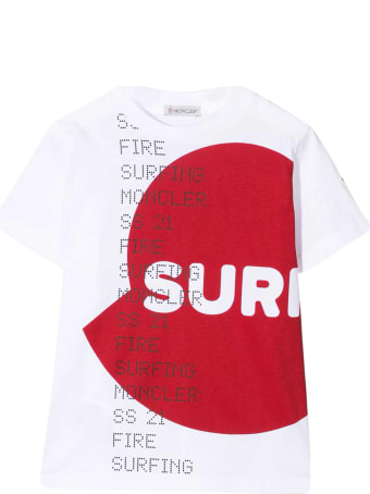 Moncler White T-shirt With Red Print