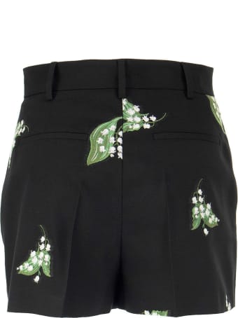 RED Valentino May Lily Motif Gabardine Jacquard Shorts