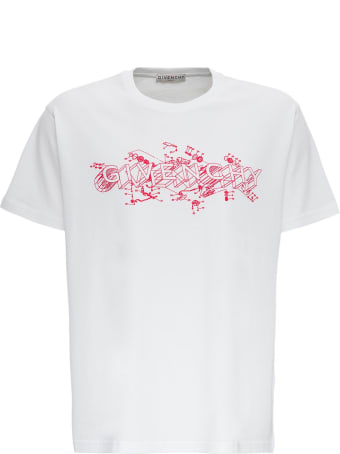 Givenchy Cotton T-shirt With Schematics Logo Print