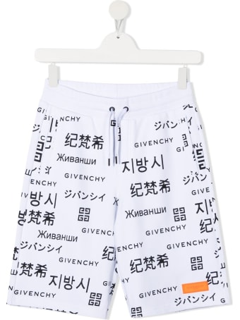 Givenchy White Cotton Bermuda Shorts With Allover Print