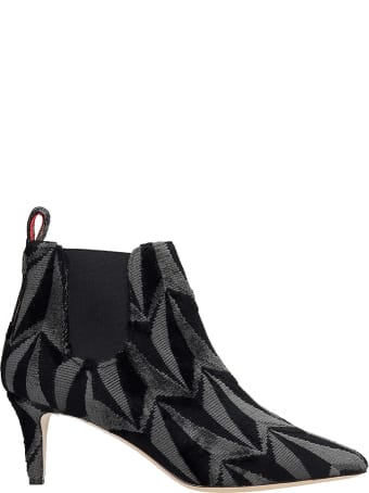 Bams High Heels Ankle Boots In Black Fabric