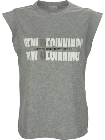 Brunello Cucinelli "new Beginnings" Top In Light Cotton Jersey
