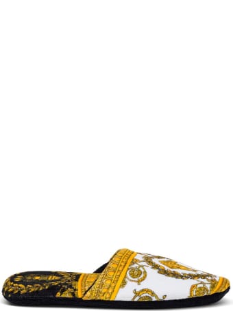 Versace White Baroque Slippers