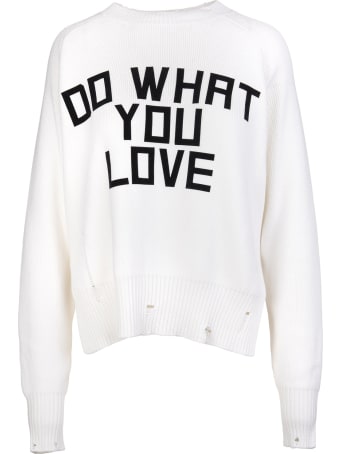 Golden Goose Woman Delilah White Sweater With Front Print
