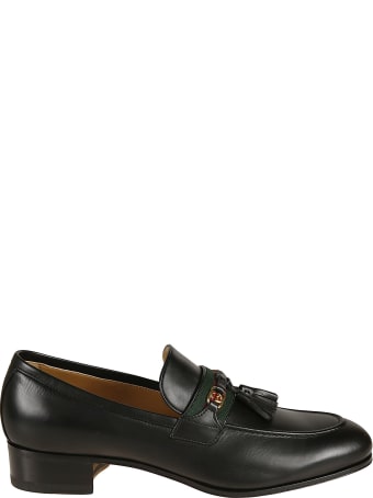 Gucci Tassel Applique Web Striped Loafers