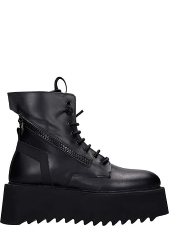Bruno Bordese Giorgia Combat Boots In Black Leather