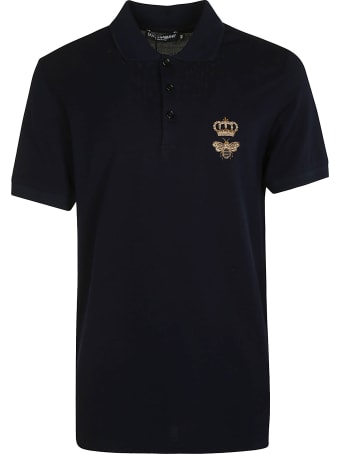 Dolce & Gabbana Bee & Crown Embroidered Polo Shirt