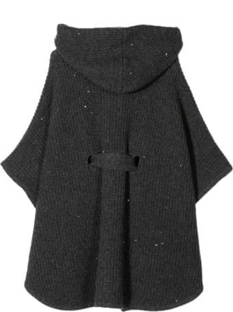 Brunello Cucinelli Grey Silk-cashmere-virgin Wool Poncho
