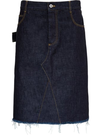 Bottega Veneta Denim Skirt With Contrasting Stitching