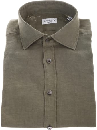 Bagutta military green linen shirt