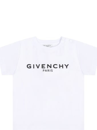 Givenchy White T-shirt For Babykids With Logo