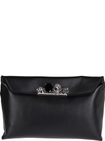 Alexander McQueen Black Leather Four Rings Pouch