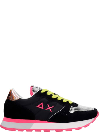 Sun 68 Ally Sporty Sneakers In Black Suede And Fabric