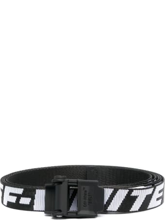 Off-White Industrial Belt In Black And White Nylon