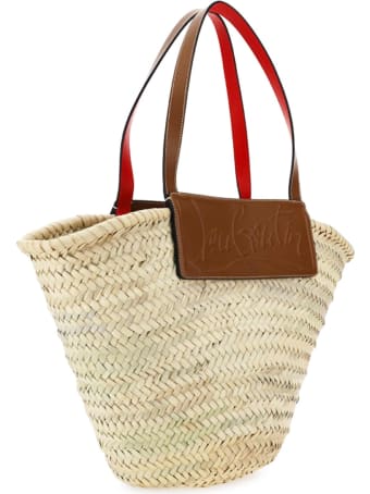 Christian Louboutin Loubishore Woven Straw/calf Paris Beige Raffia Brown Leather Bags