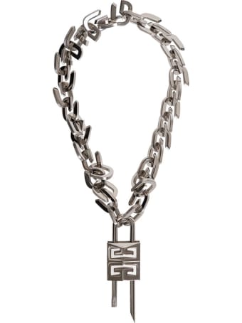 Givenchy Metal G Link Necklace With Padlock