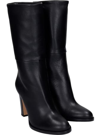 Julie Dee High Heels Boots In Black Leather