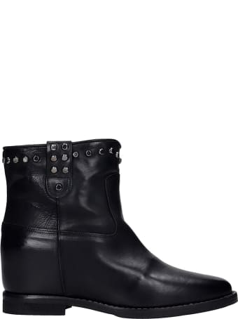 Julie Dee Ankel Boots Inside Wedge In Black Leather
