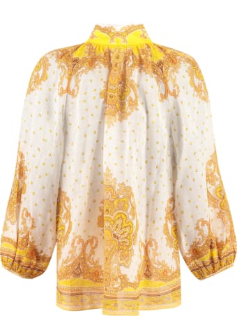 Zimmermann Gathered Printed Blouse