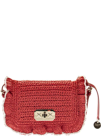 RED Valentino Shoulder Bag In Raffia With Ruffles