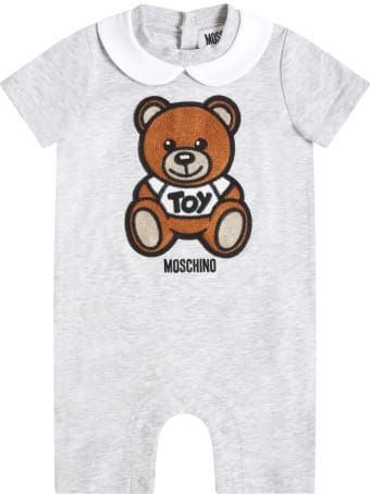 Moschino Grey Romper For Babykids Witth Teddy Bear