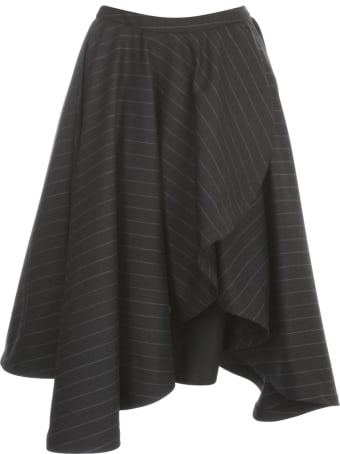 Vìen Monocolour Pinstriped Front Suit Skirt