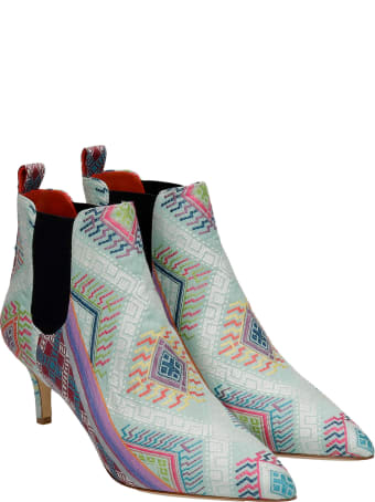 Bams High Heels Ankle Boots In Multicolor Fabric