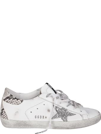 Golden Goose White And Grey Leather Super-star Sneakers