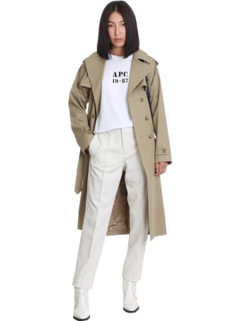 A.P.C. Raphaelle Pants In White Cotton And Linen