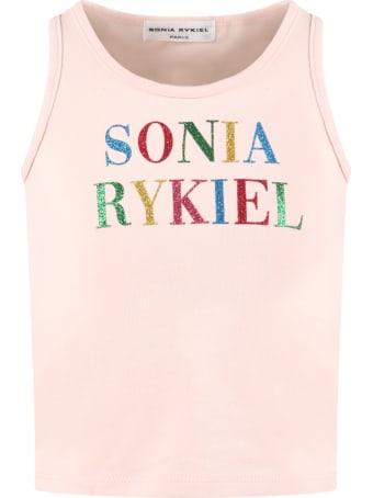 Sonia Rykiel Pink Tank Top For Girl With Logo