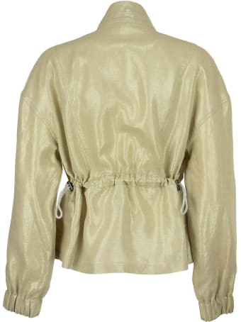 Brunello Cucinelli Lightweight Lamé Linen Outerwear Jacket