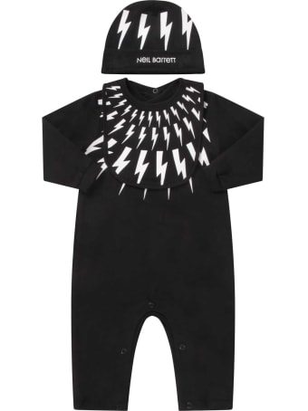 Neil Barrett Black Suit For Babyboy With White Thundres