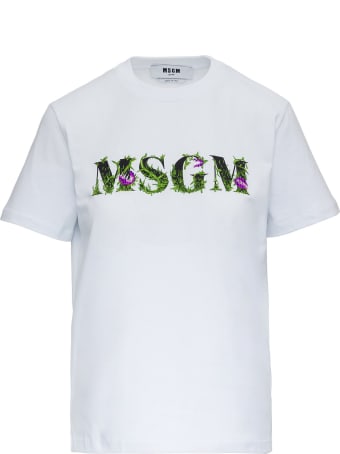 MSGM Jersey T-shirt With Embroidered Logo