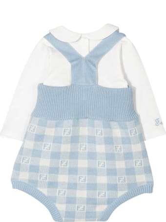 Fendi Blue Shirt And Dungaree Set