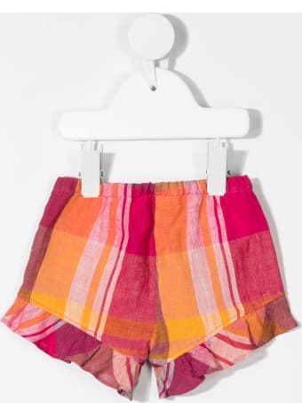 Il Gufo Pure Linen Checked Shorts With Ruffles