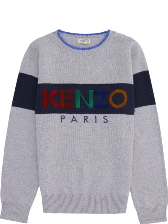 Kenzo Kids Cotton-cashmere Blend Crew-neck Pullover