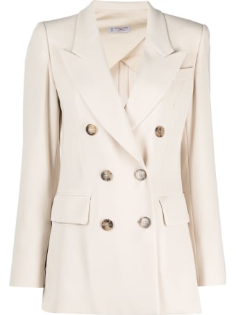 Alberto Biani Double-breasted Beige Cady Blazer