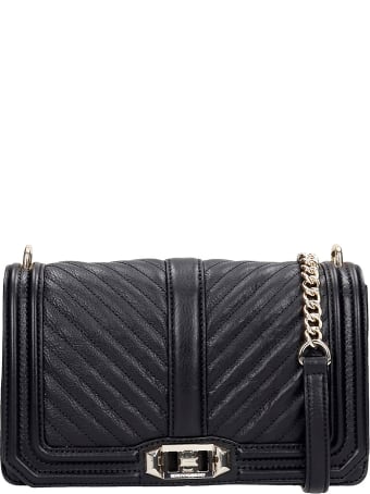 Rebecca Minkoff Chevron Qulted Shoulder Bag In Black Leather