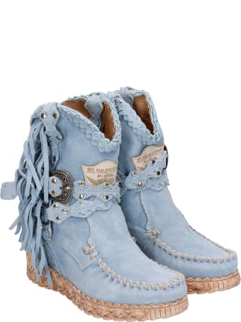 El Vaquero Arya Ankel Boots Inside Wedge In Cyan Suede