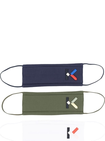 Kenzo Set Of Three Cotton Masks With Embroidered Logo