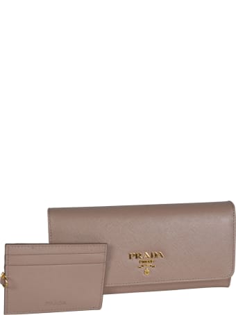 Prada Saffiano Metal Plaque Continental Wallet