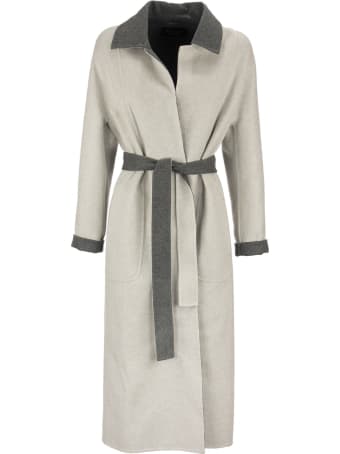 Loro Piana Kerrin Coat With Belt Silver Grey
