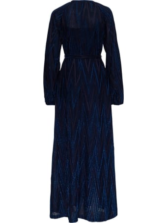 M Missoni Long Dress In Lurex Knit With Chevron Pattern