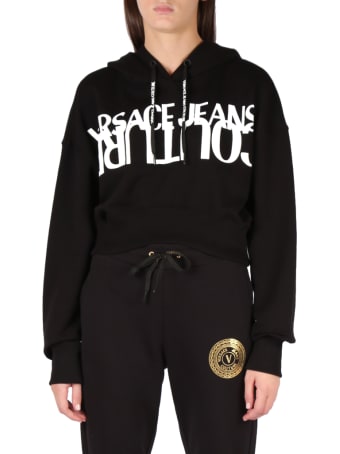 Versace Jeans Couture Cotton Hoodie With Logo Print
